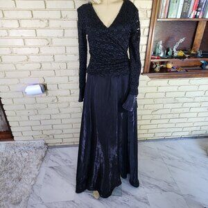 Euc JS Collections Womens Black Formal Dress A-Line Tall Size 6